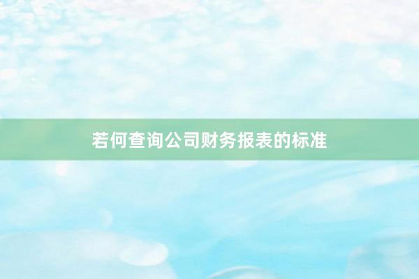若何查询公司财务报表的标准